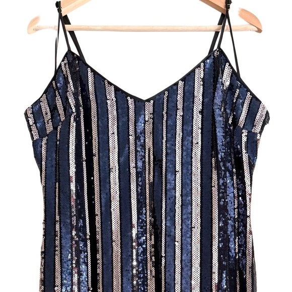 ANTHROPOLOGIE Maeve Sequins Bling Cocktail Party Striped Midi Dress Sz M/P NWT - Picture 5 of 12